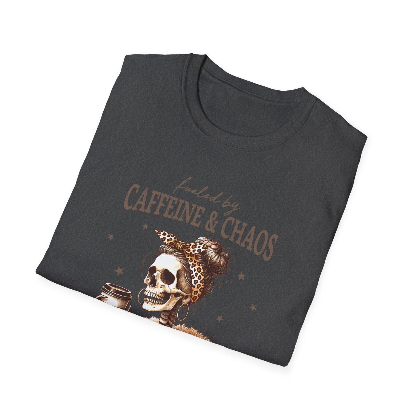 Caffeine & Chaos Skeleton T-Shirt — Funny Coffee Lover Tee