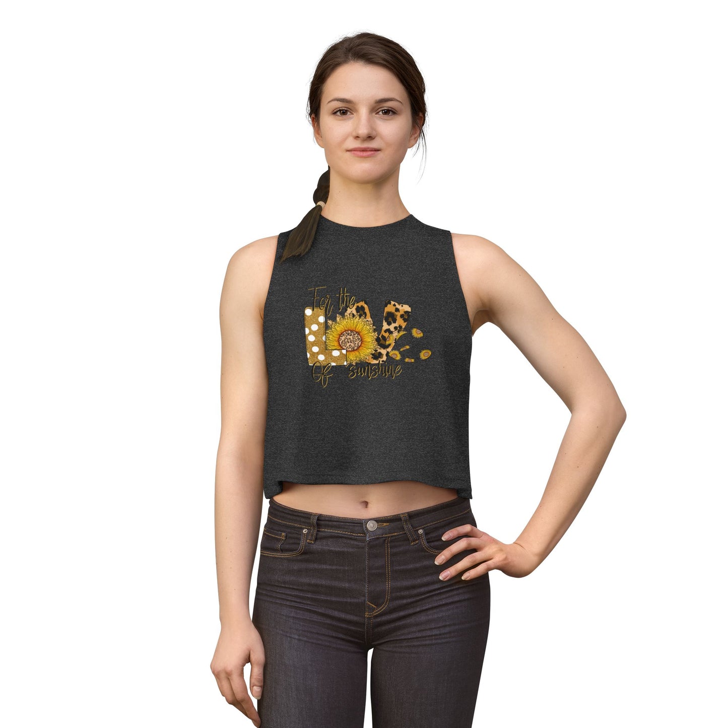 Crop Top — 'Love of Sunshine' Sunflower Leopard Graphic