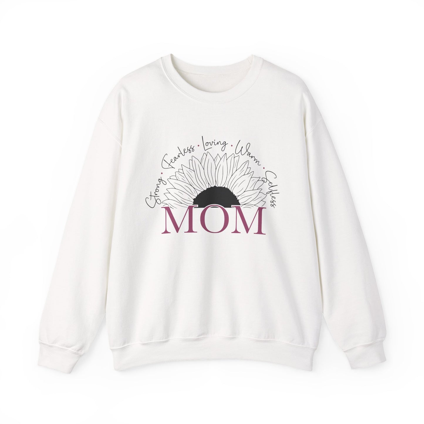 Mom Sunflower Crewneck Sweatshirt — 'Mom' Floral Graphic Gift for Mothers, Mother's Day Cozy Pullover