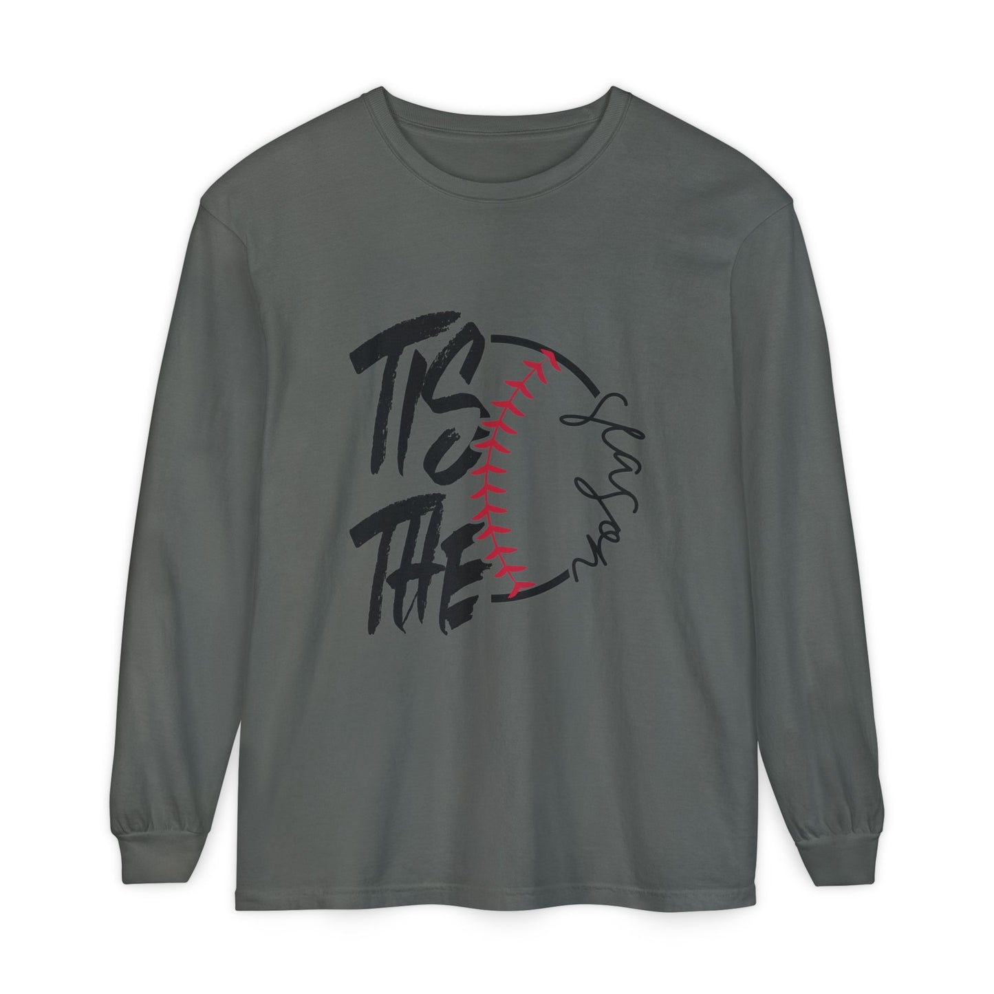 Baseball Mom Long Sleeve T-Shirt – 'Tis The Season' Baseball Graphic