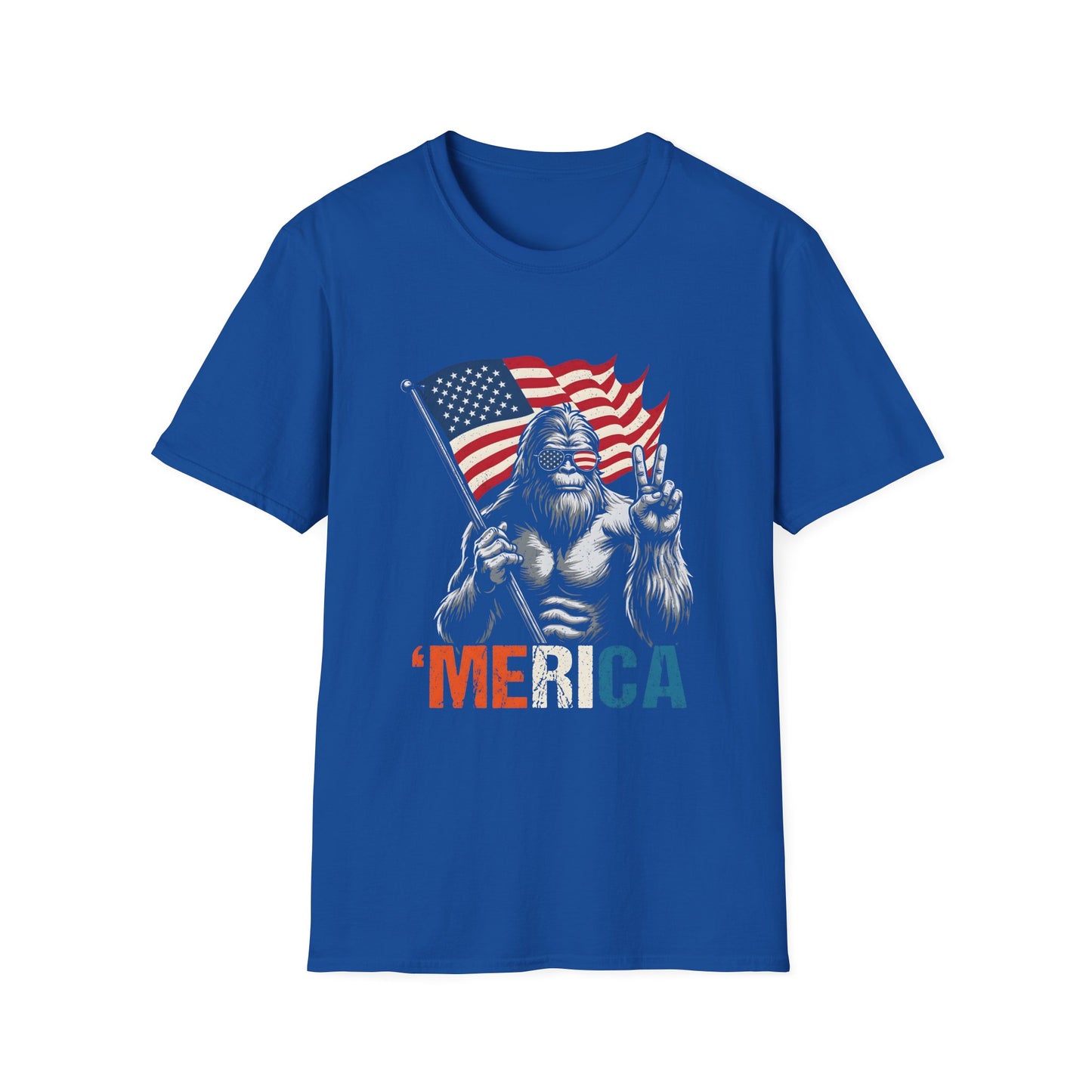 Patriotic Bigfoot T-Shirt — 'MERICA Flag Peace Sign Tee for 4th of July