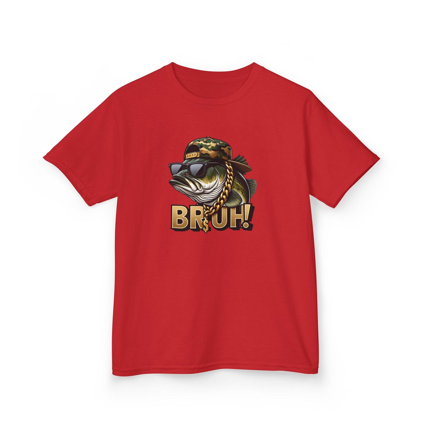 Kids Tee — Camouflage Sunglasses Fish "BRUH!" Graphic