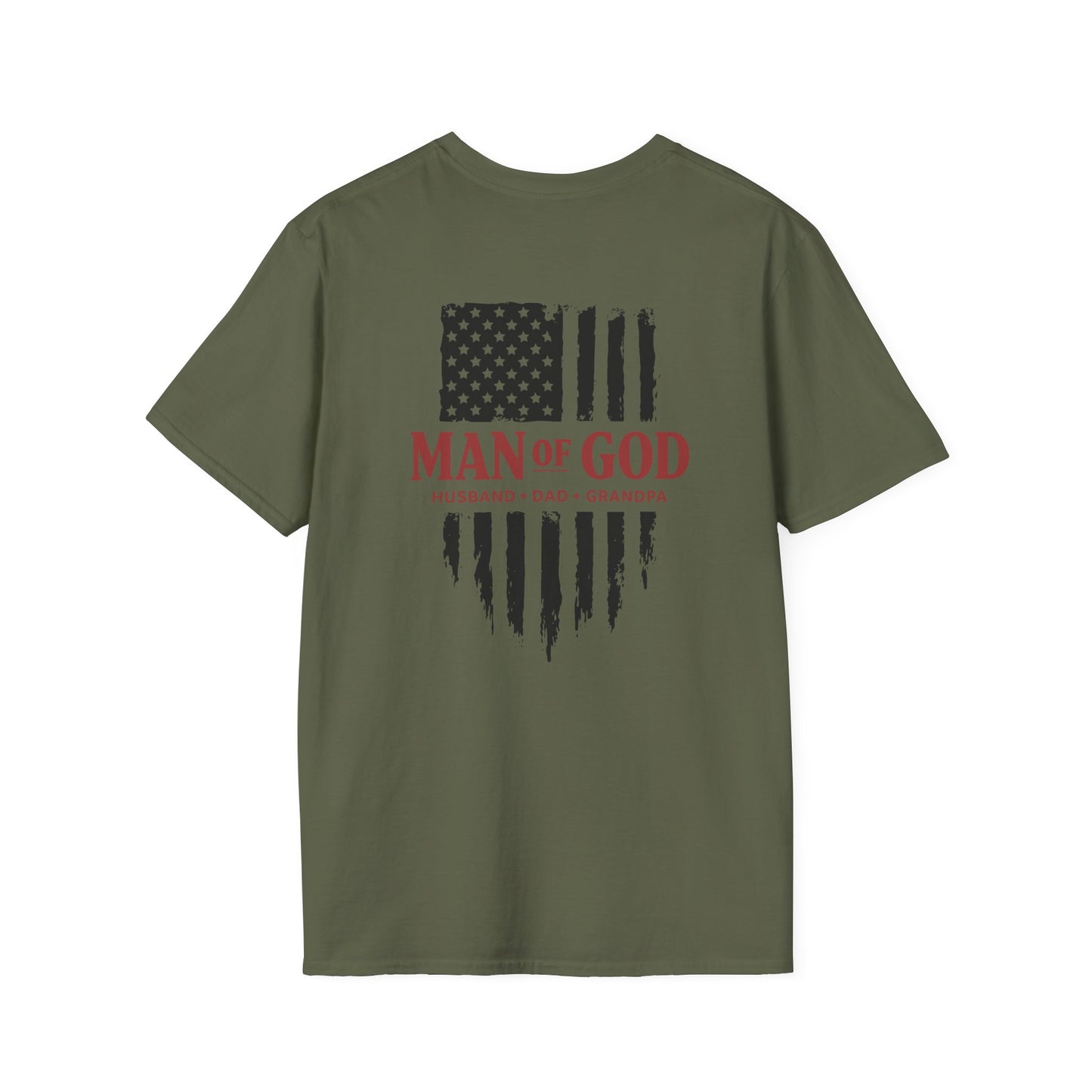 Man of God T-Shirt — Patriotic Christian Tee (Husband • Dad • Grandpa)