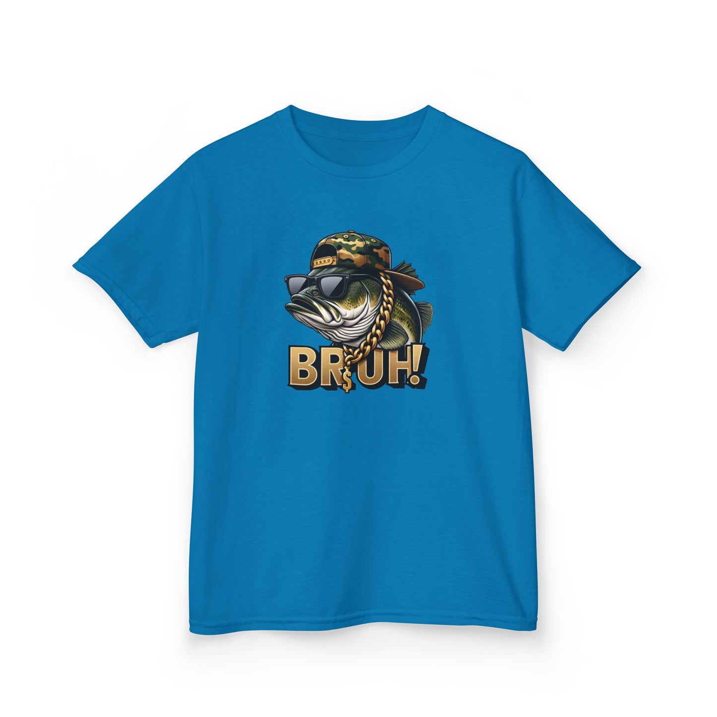Kids Tee — Camouflage Sunglasses Fish "BRUH!" Graphic