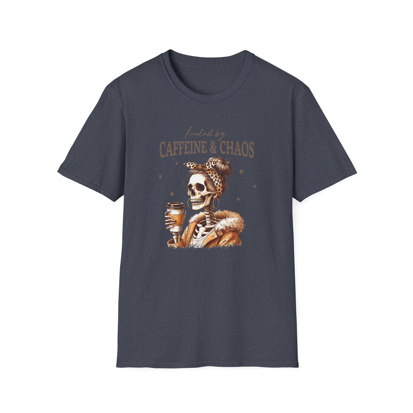 Caffeine & Chaos Skeleton T-Shirt — Funny Coffee Lover Tee