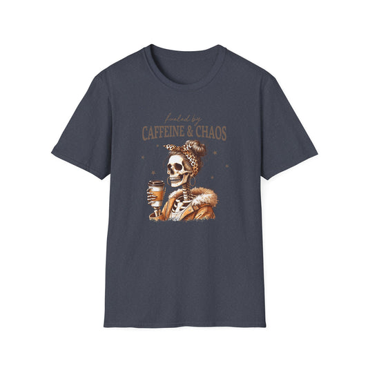 Caffeine & Chaos Skeleton T-Shirt — Funny Coffee Lover Tee