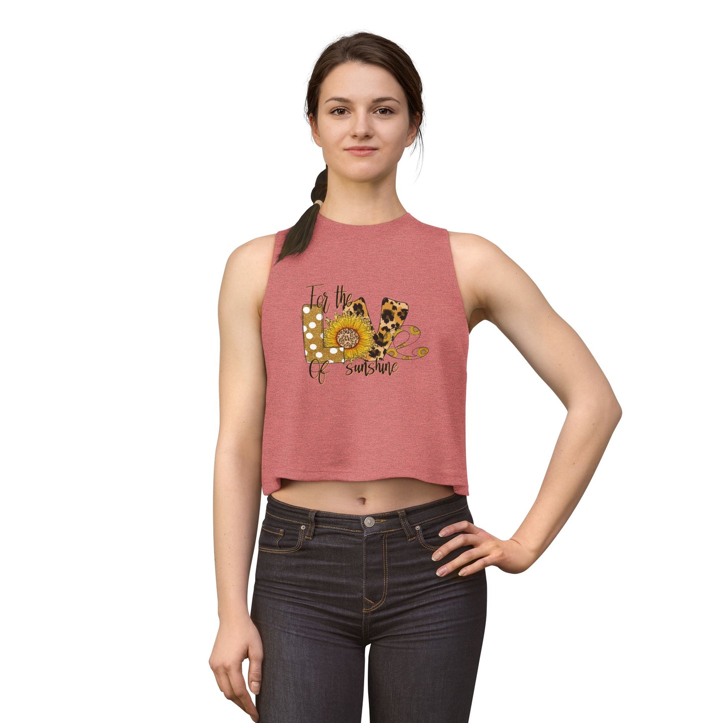 Crop Top — 'Love of Sunshine' Sunflower Leopard Graphic