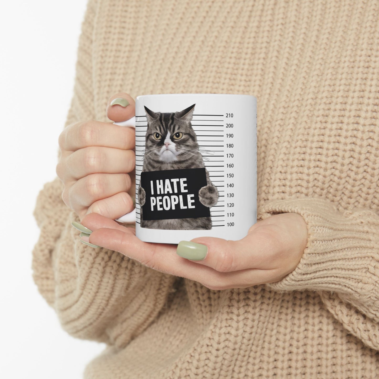 Cat Mug — "I Hate People" Funny Cat Mug, Novelty Coffee Cup (11oz & 15oz)