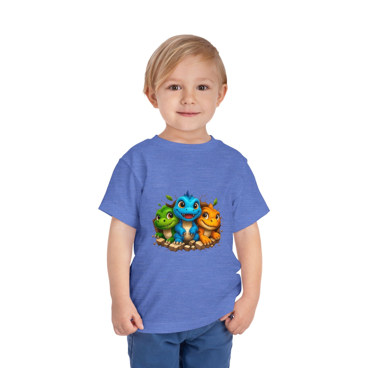 Cute Trio Dino Toddler Tee — Colorful Baby Dinosaur Shirt