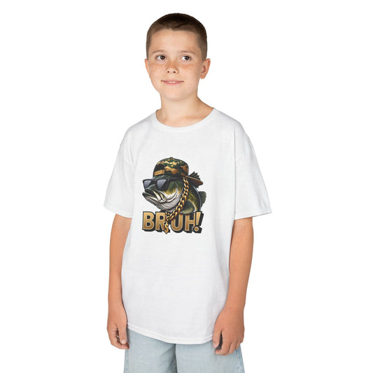 Kids Tee — Camouflage Sunglasses Fish "BRUH!" Graphic