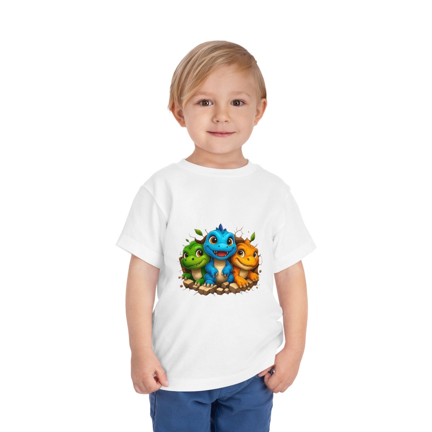 Cute Trio Dino Toddler Tee — Colorful Baby Dinosaur Shirt