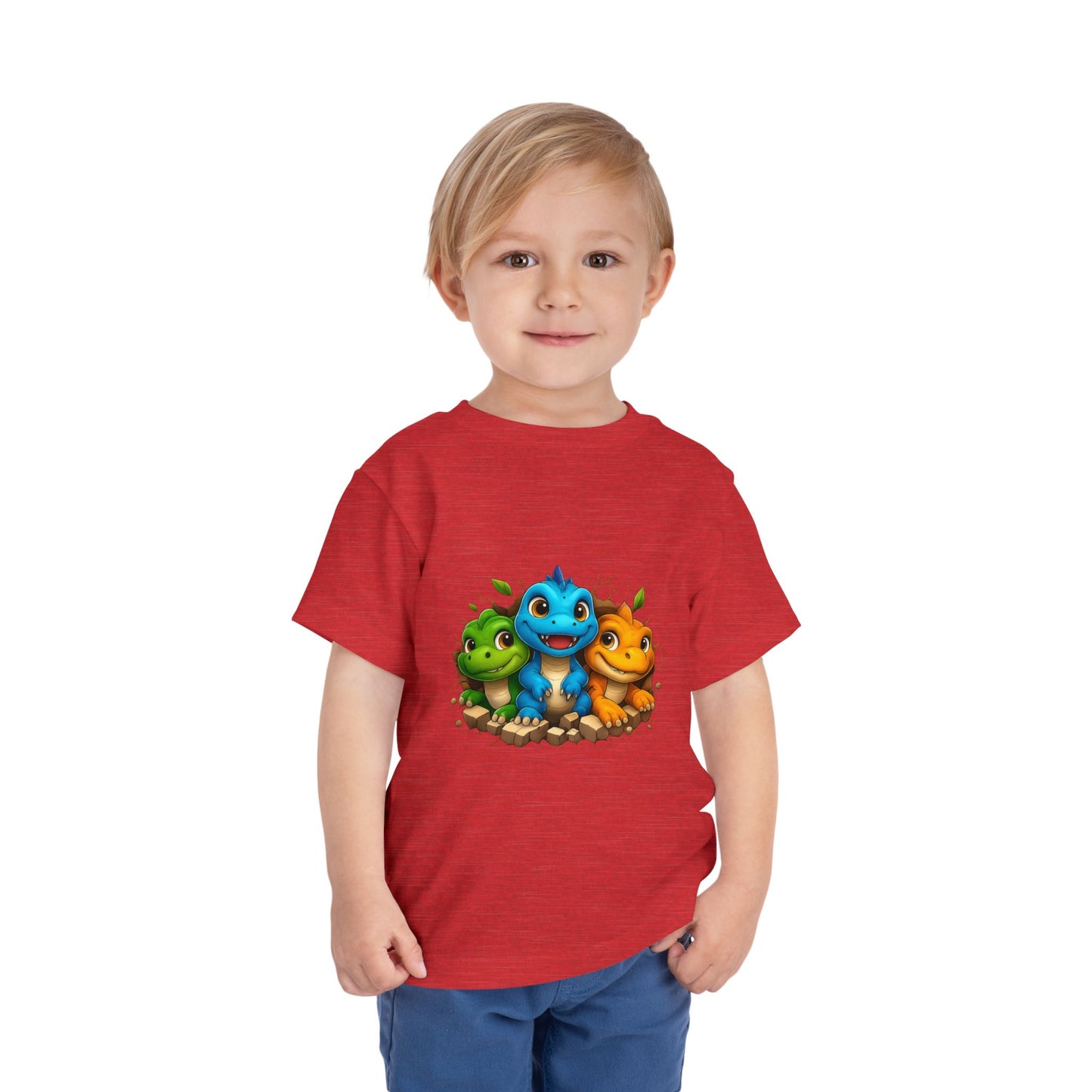Cute Trio Dino Toddler Tee — Colorful Baby Dinosaur Shirt