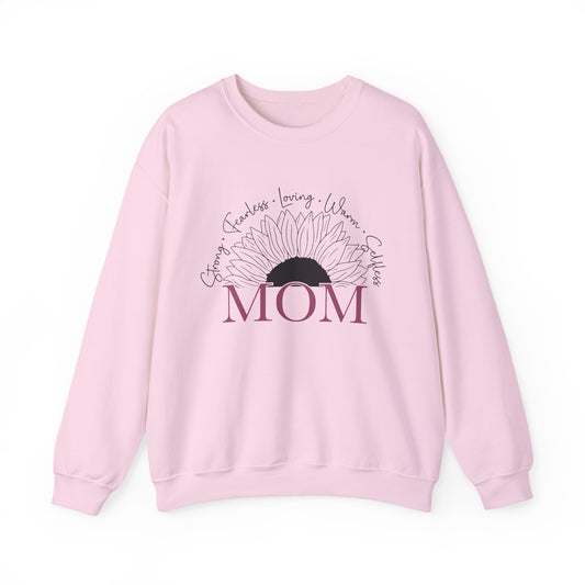 Mom Sunflower Crewneck Sweatshirt — 'Mom' Floral Graphic Gift for Mothers, Mother's Day Cozy Pullover