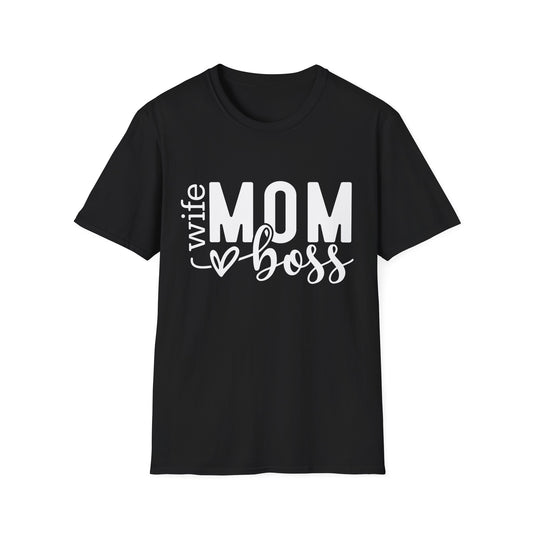 Mom Boss Wife T-Shirt – Funny Mom Life Graphic Tee, Mother's Day Gift