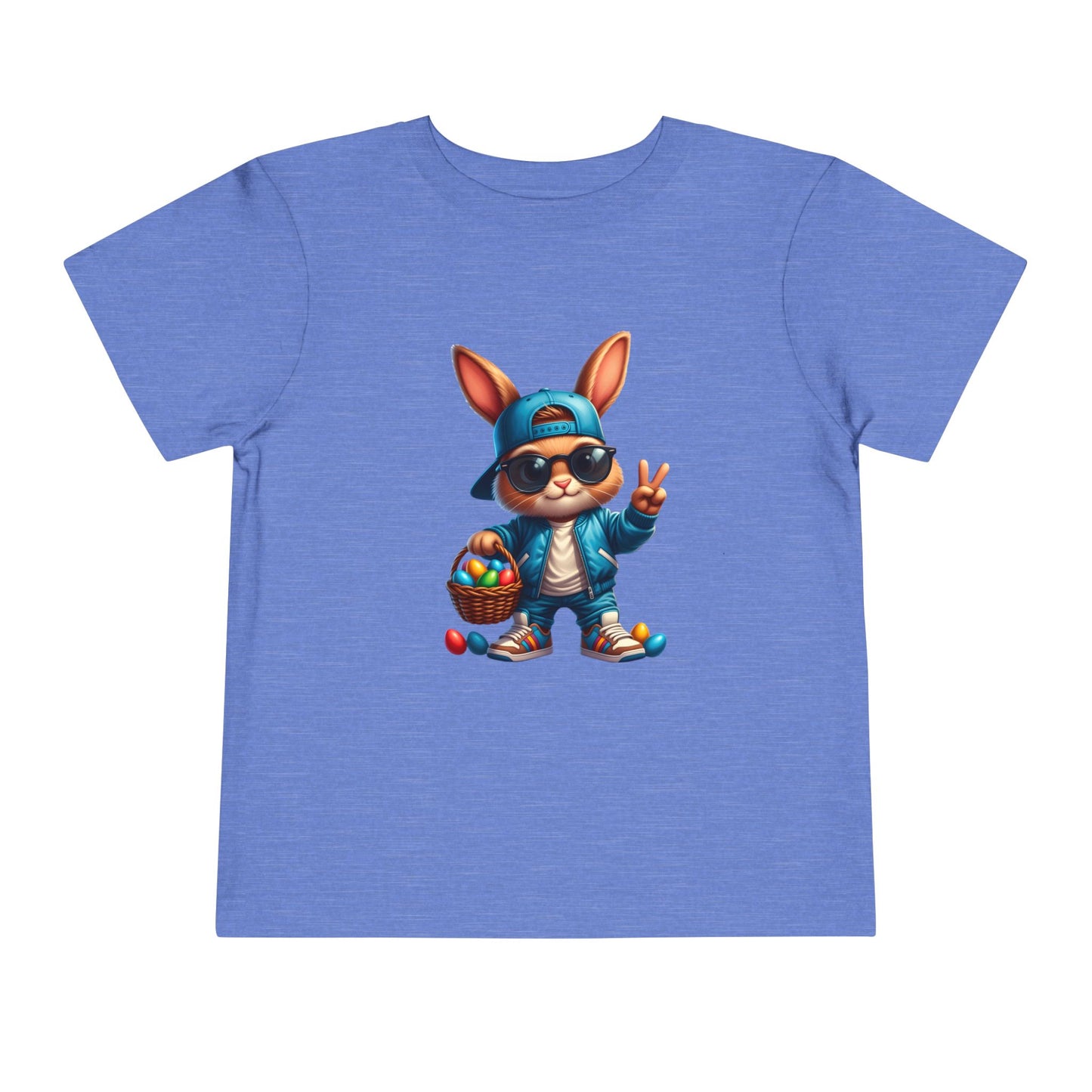 Cool Easter Bunny Toddler Tee — Hip Bunny with Basket Graphic