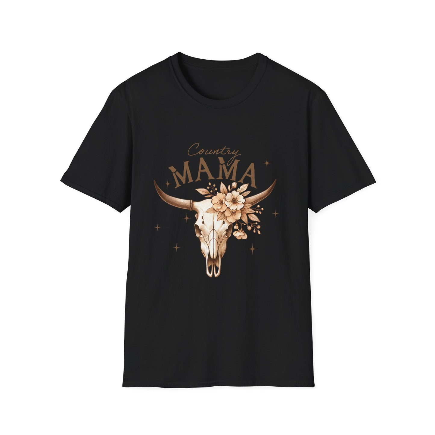 Country Mama T-Shirt — Western Longhorn Floral Graphic Tee for Moms