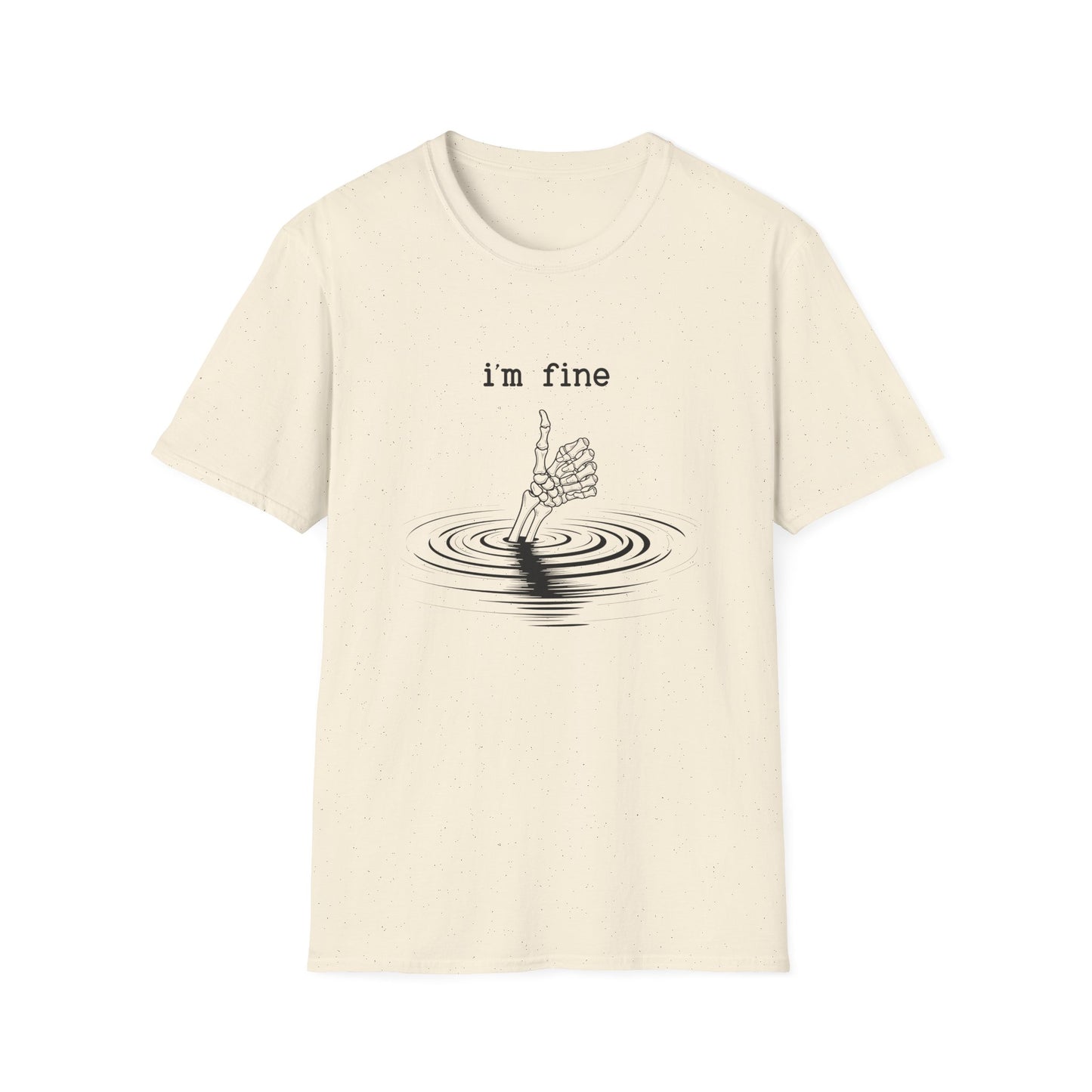 I'm Fine T-Shirt — Skeletal Hand Drowning Graphic Tee, Dark Humor Casual Top
