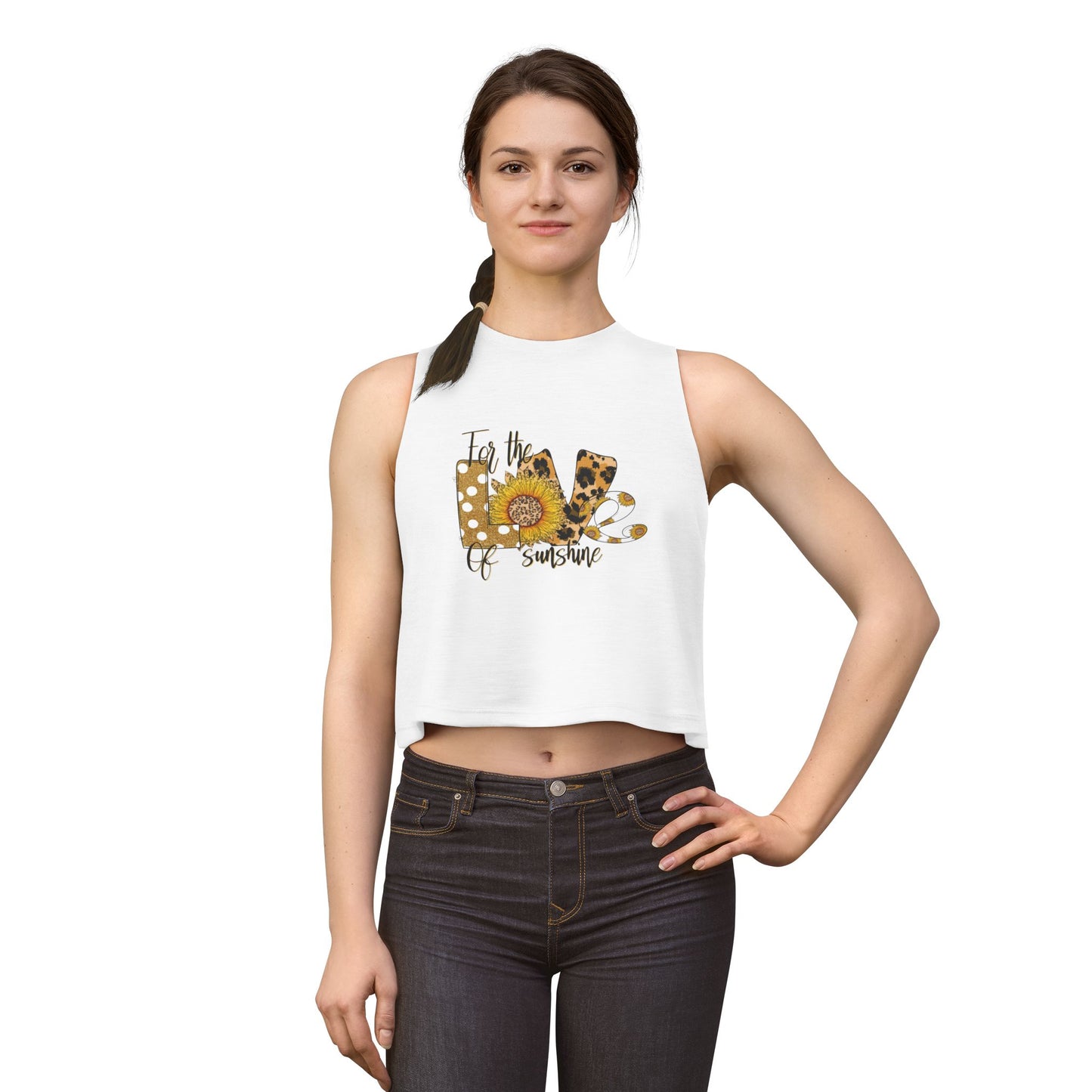 Crop Top — 'Love of Sunshine' Sunflower Leopard Graphic
