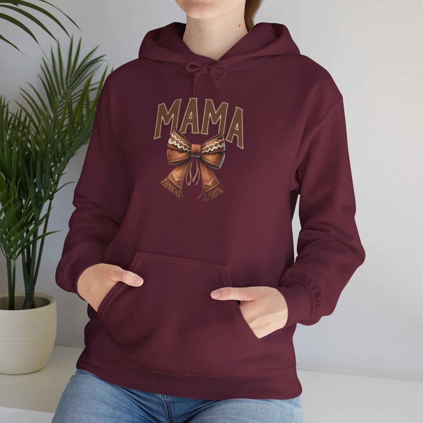 Mama Leopard Bow Hoodie – Trendy Mom Pullover for Mother’s Day & Everyday