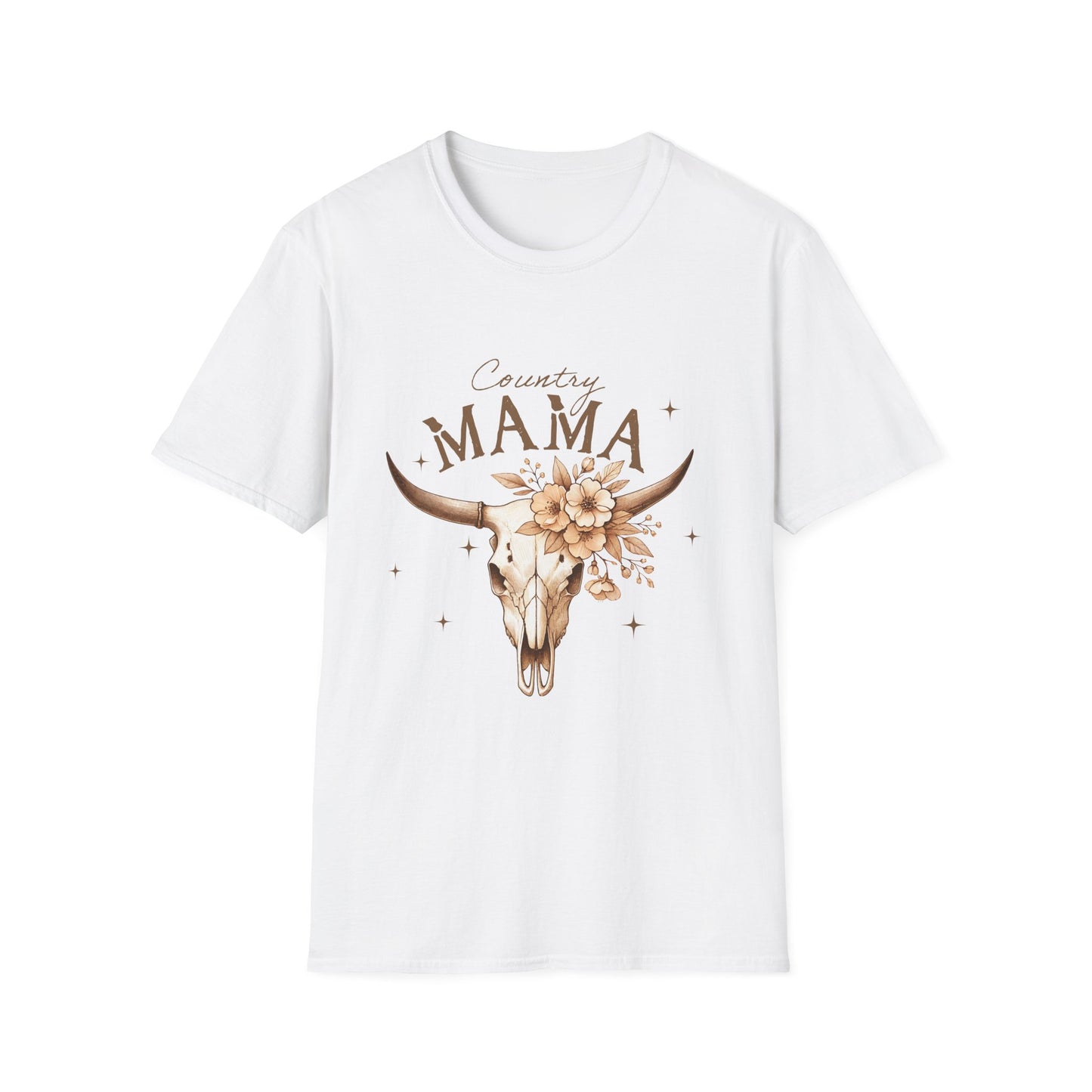 Country Mama T-Shirt — Western Longhorn Floral Graphic Tee for Moms