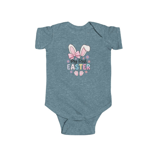 My First Easter Infant Bodysuit – Baby Bunny Ears & Pastel Eggs