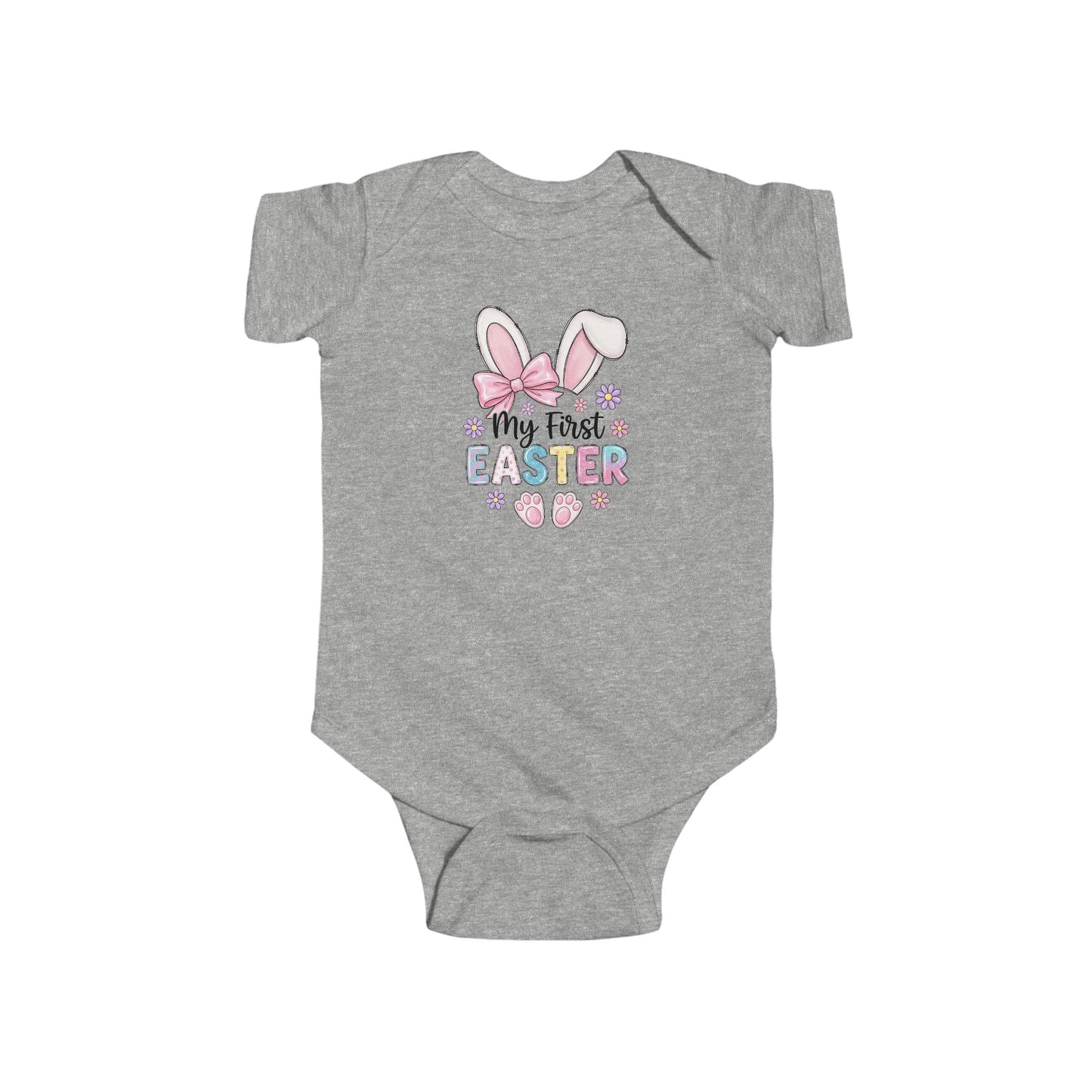 My First Easter Infant Bodysuit – Baby Bunny Ears & Pastel Eggs