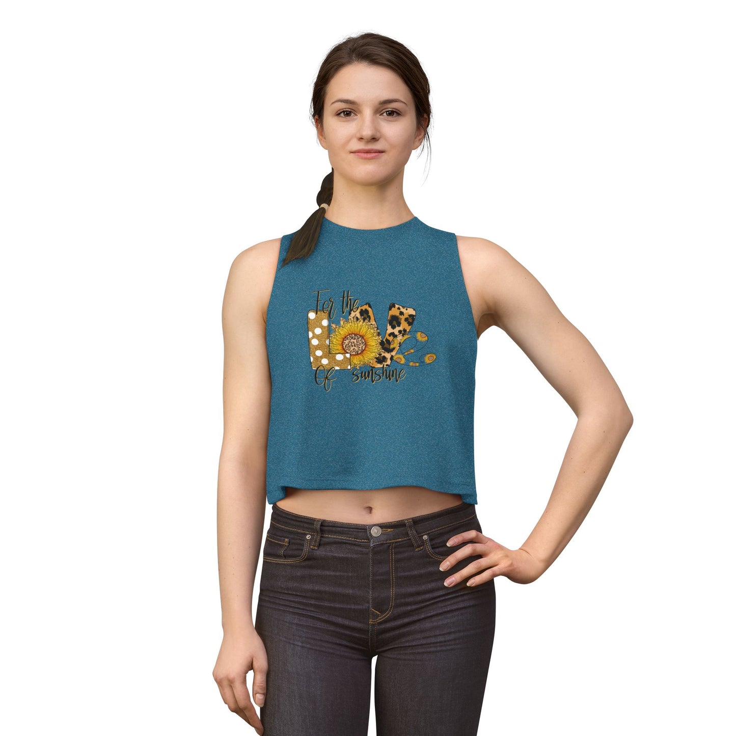 Crop Top — 'Love of Sunshine' Sunflower Leopard Graphic