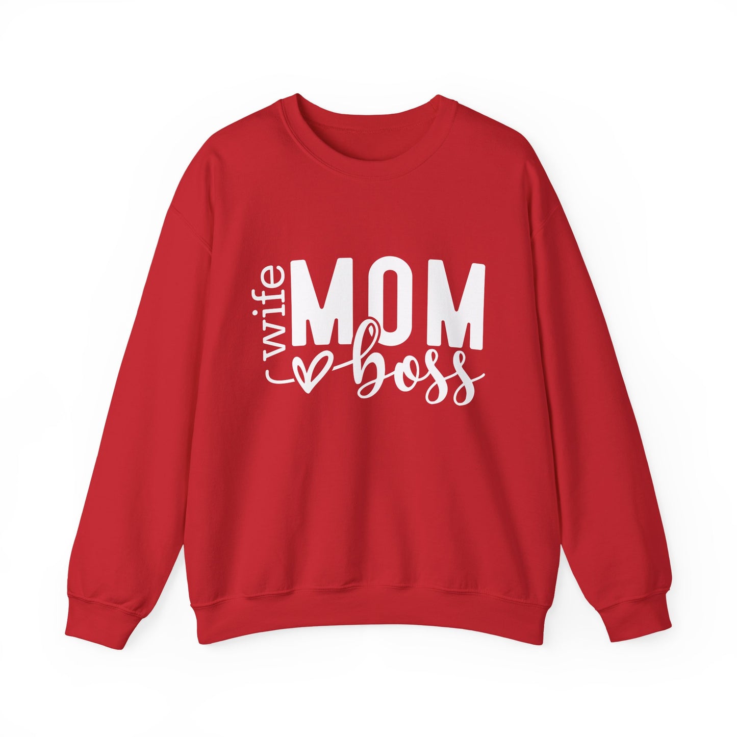 Mom Boss Crewneck Sweatshirt — "Wife Mom Boss" Cozy Graphic Pullover for Moms | Mother's Day Gift