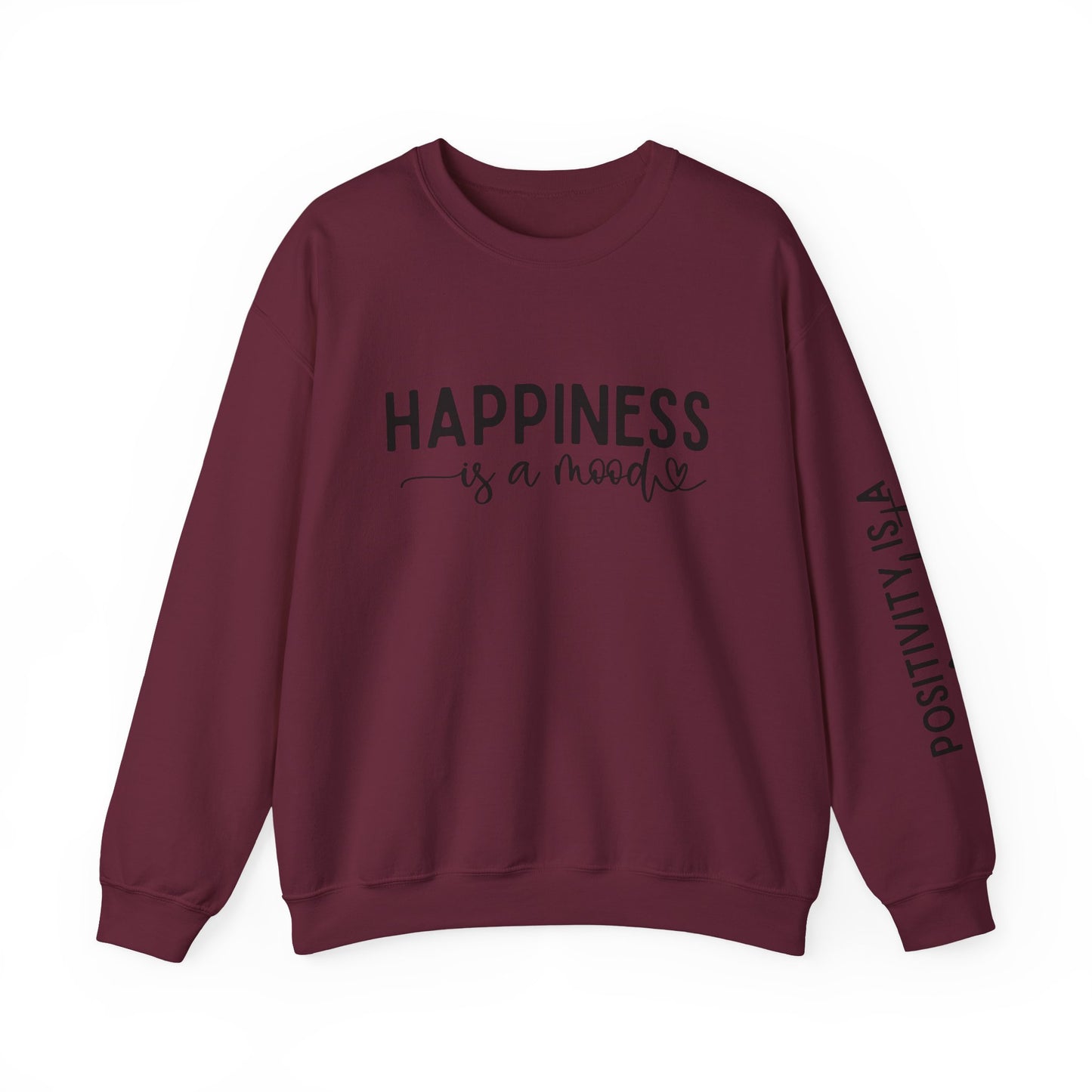 Happiness Is a Mood Crewneck Sweatshirt — Positive Vibes Sleeve