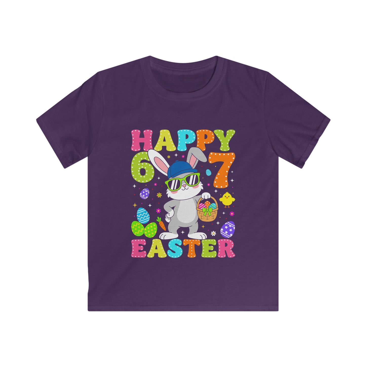 Kids Tee — Happy 6 & 7 Easter Bunny Graphic Shirt
