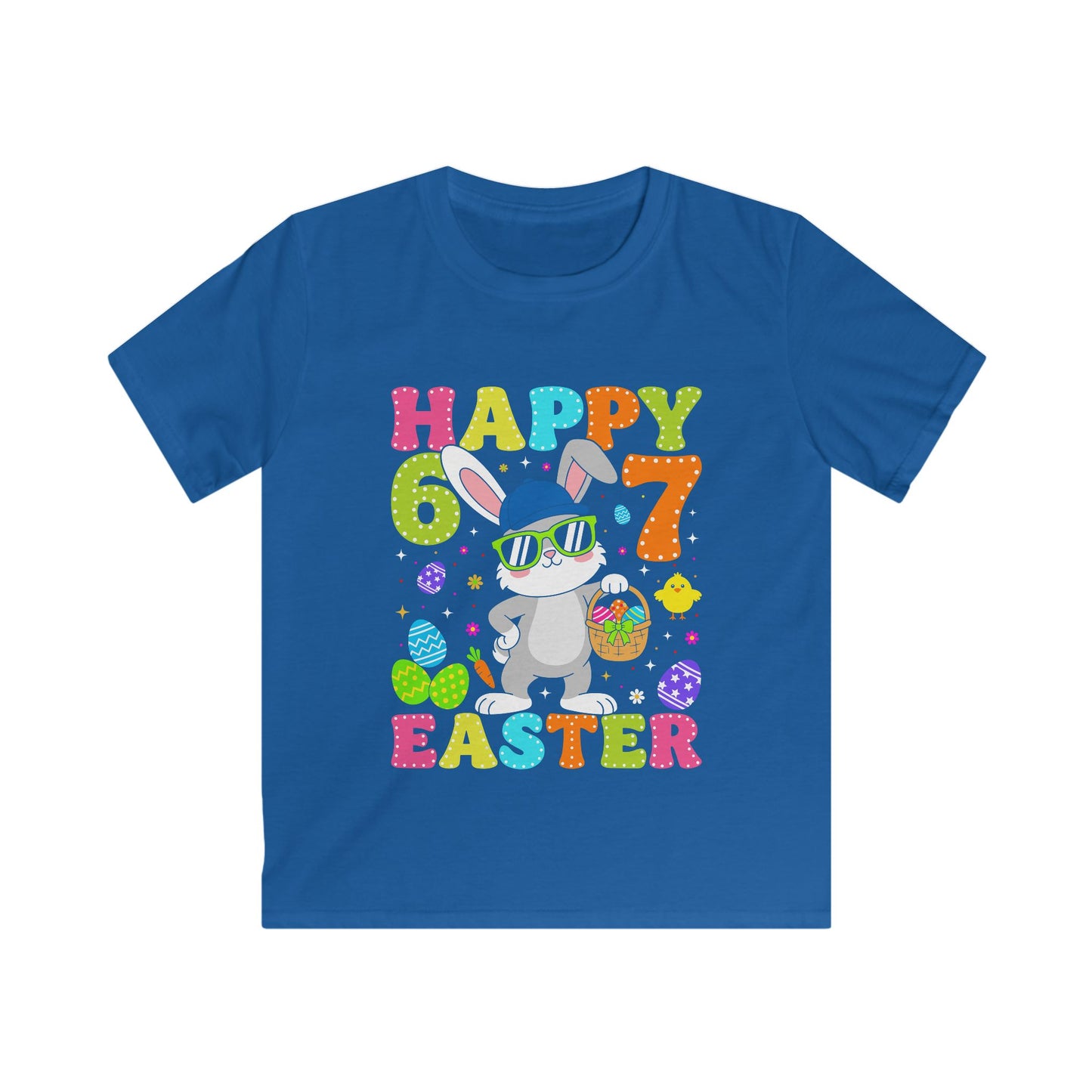 Kids Tee — Happy 6 & 7 Easter Bunny Graphic Shirt