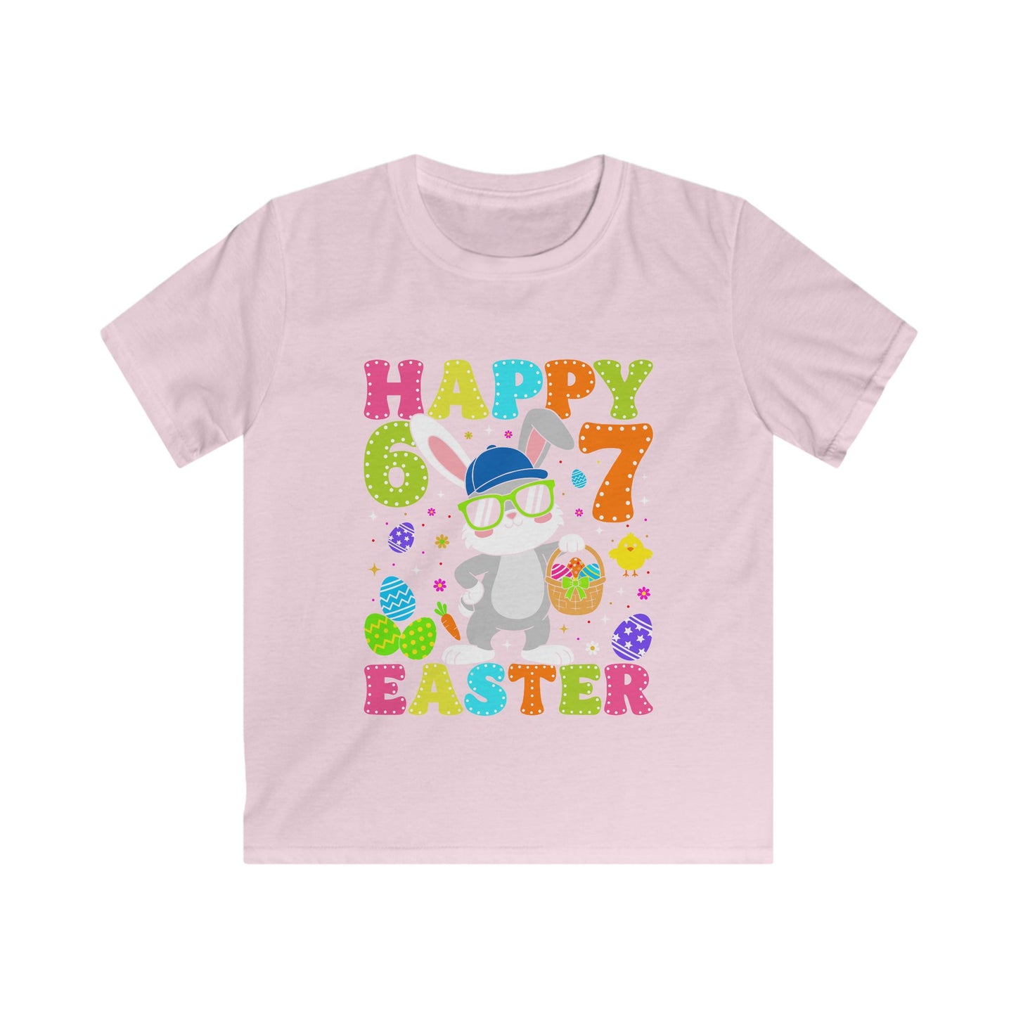 Kids Tee — Happy 6 & 7 Easter Bunny Graphic Shirt