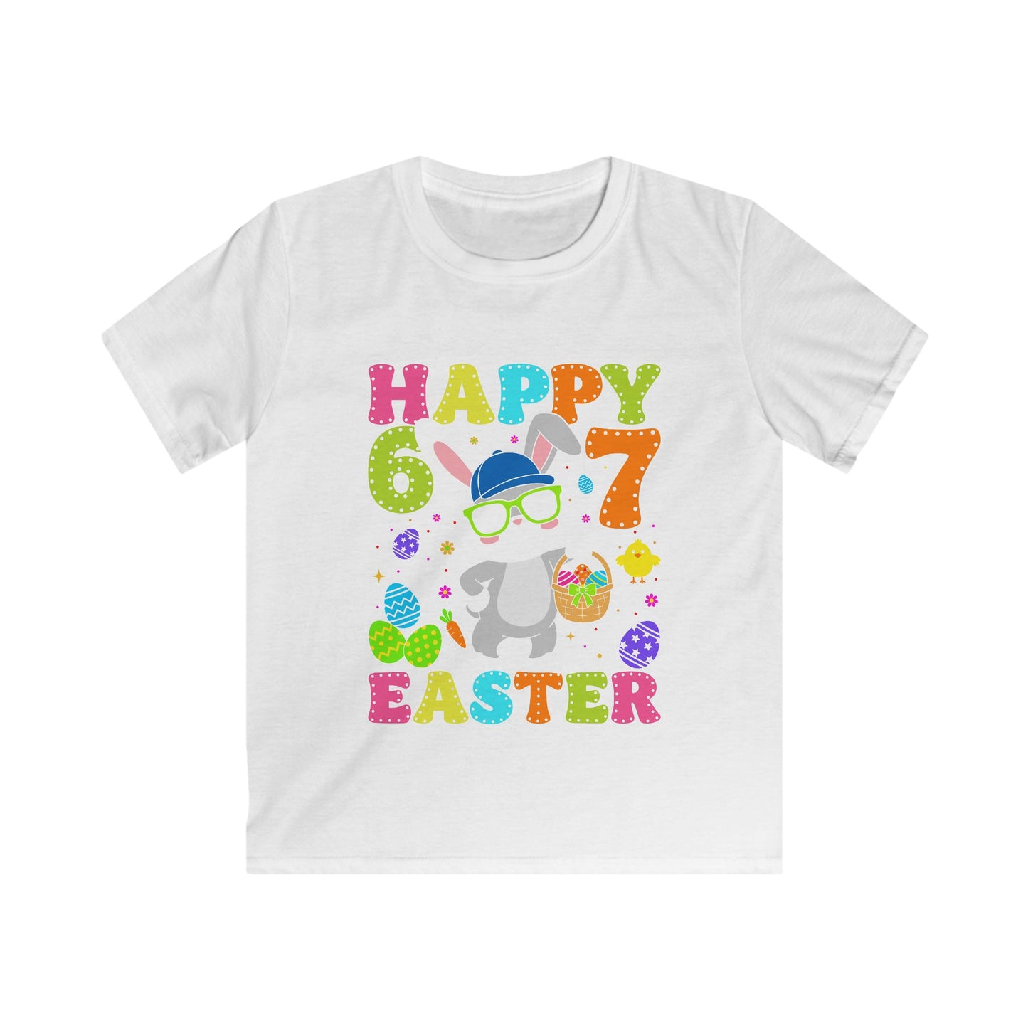 Kids Tee — Happy 6 & 7 Easter Bunny Graphic Shirt