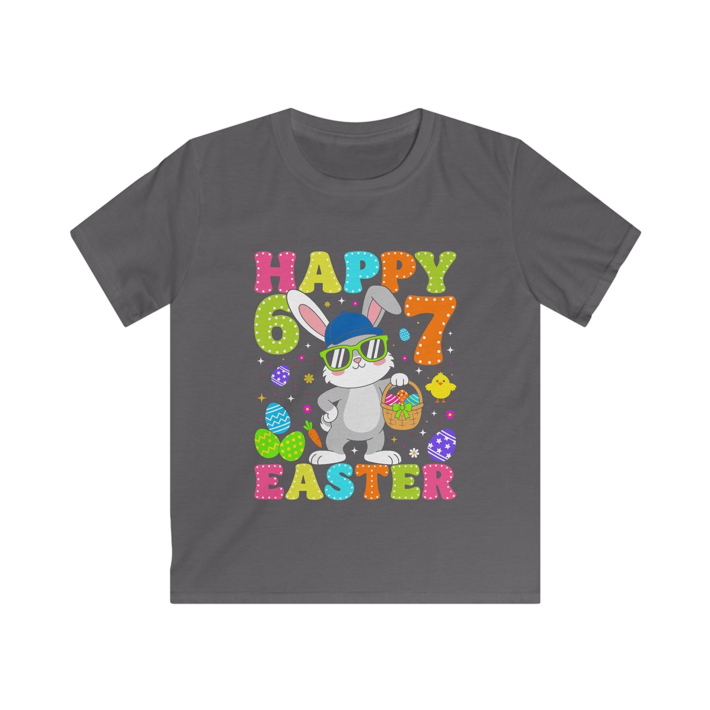 Kids Tee — Happy 6 & 7 Easter Bunny Graphic Shirt
