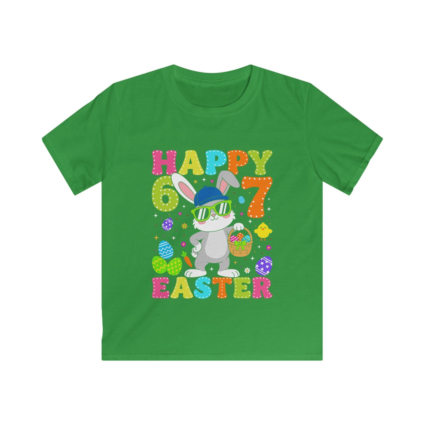 Kids Tee — Happy 6 & 7 Easter Bunny Graphic Shirt