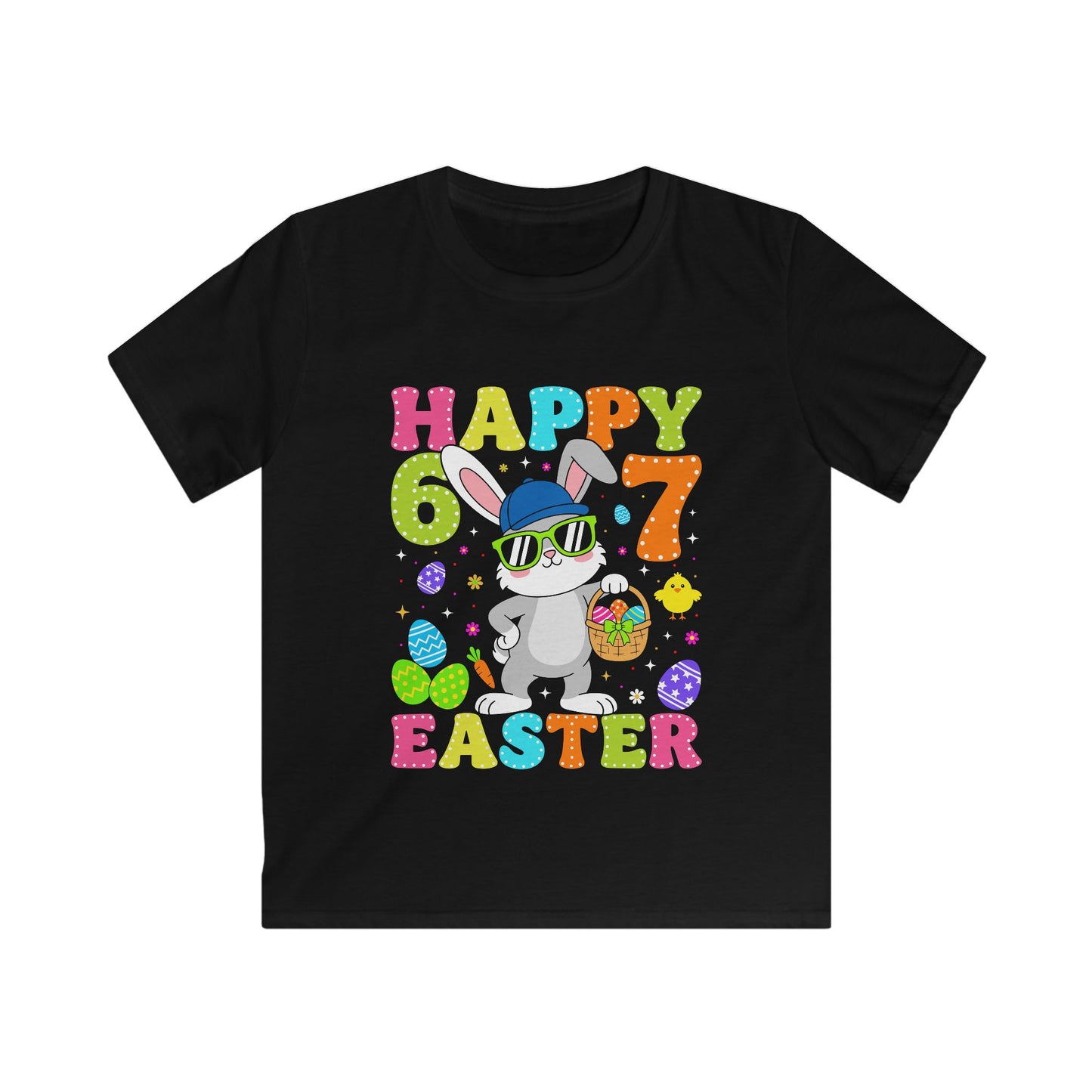 Kids Tee — Happy 6 & 7 Easter Bunny Graphic Shirt