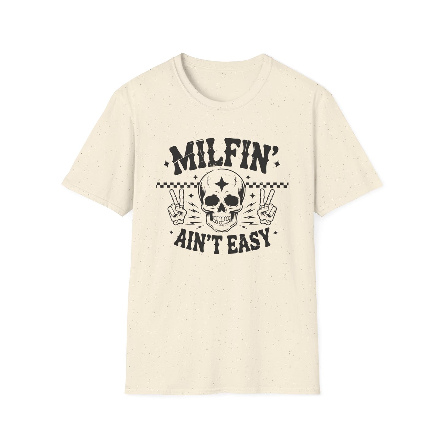 Milfin' Ain't Easy T-Shirt — Edgy Skull Graphic Tee for Moms