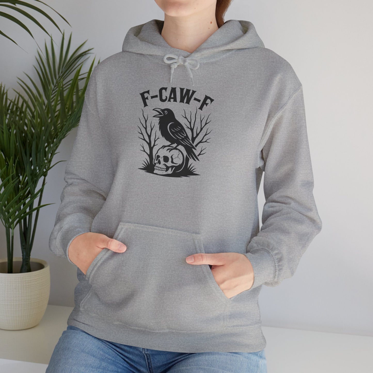 Raven Skull Hoodie – F-CAW-F Gothic Raven Skull Graphic Sweatshirt
