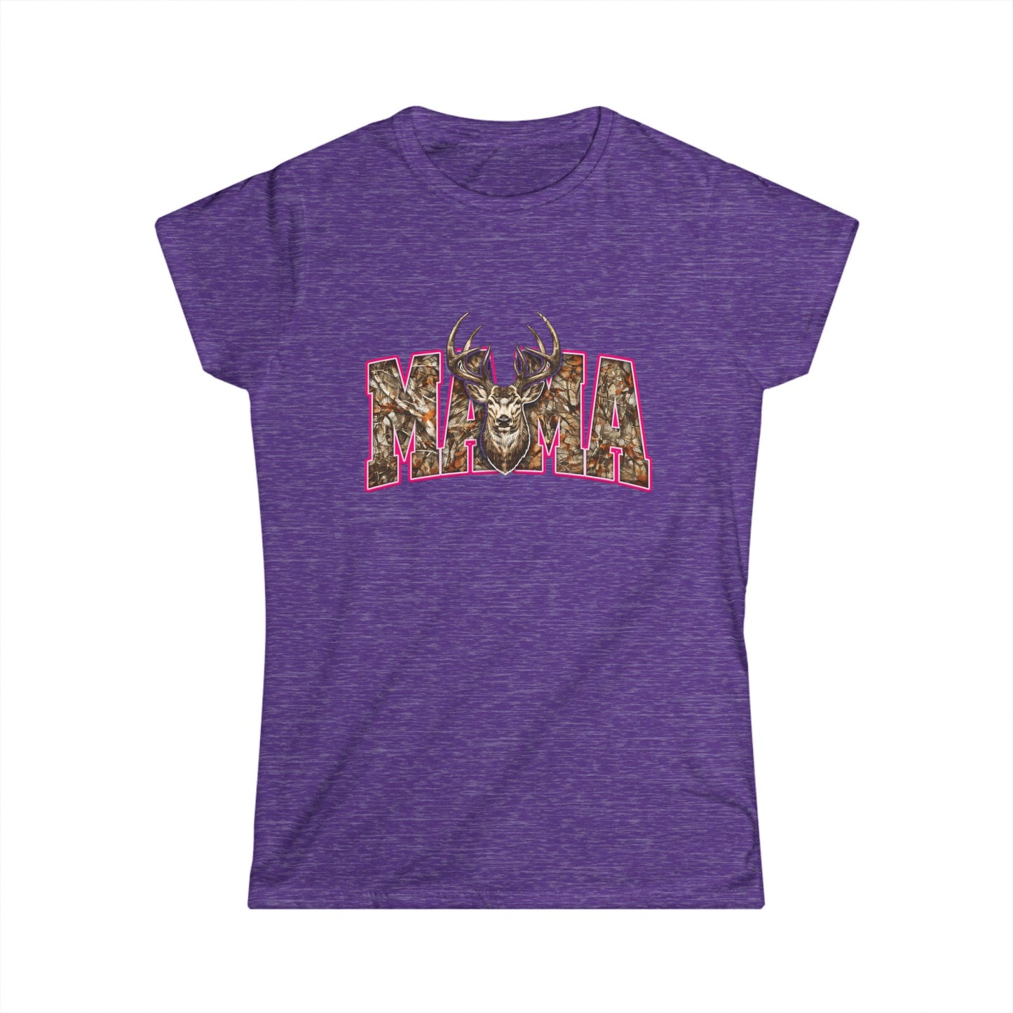 Mama Deer T‑Shirt — Camo Floral 'MAMA' with Buck Graphic