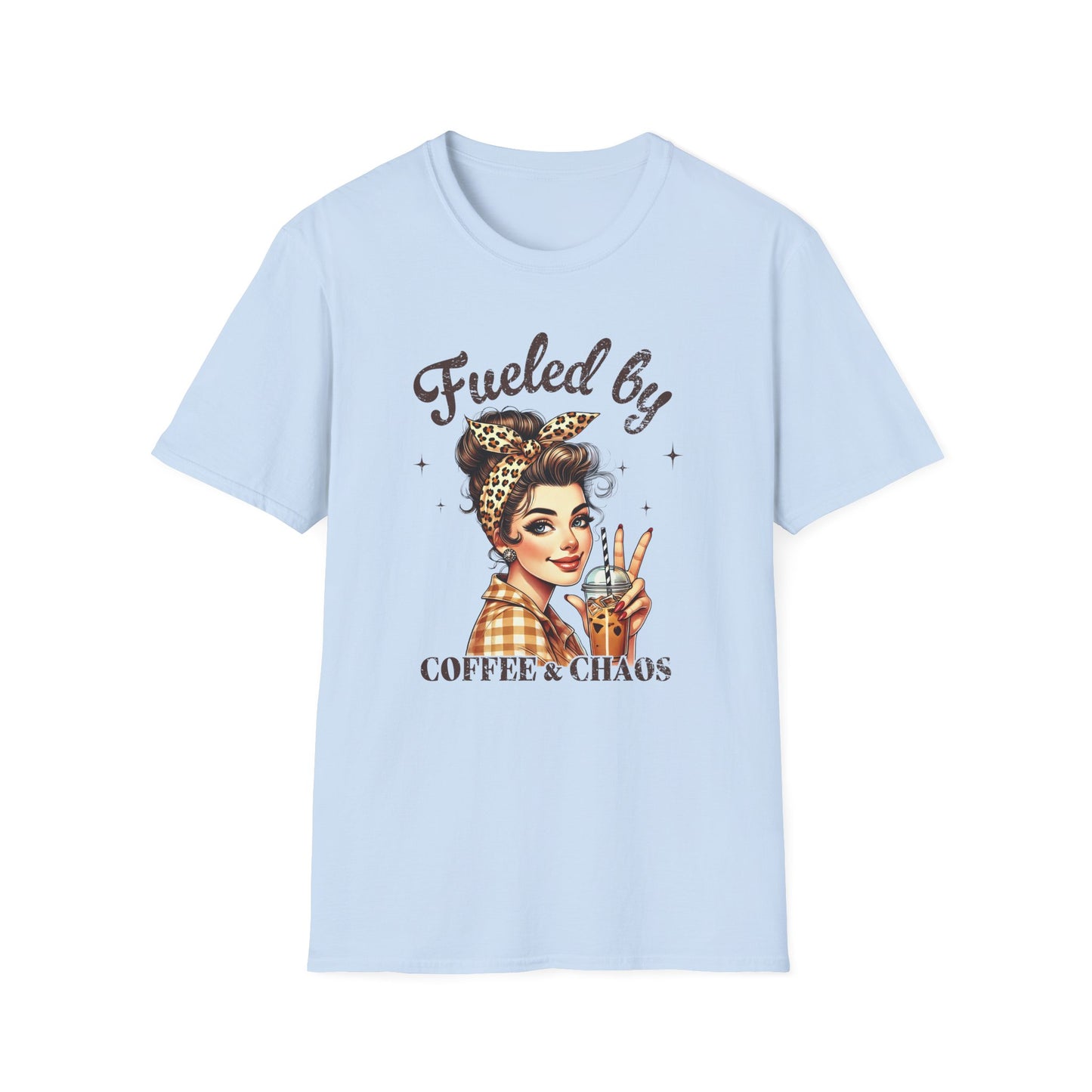 T‑Shirt — Fueled by Coffee & Chaos Retro Pinup Tee