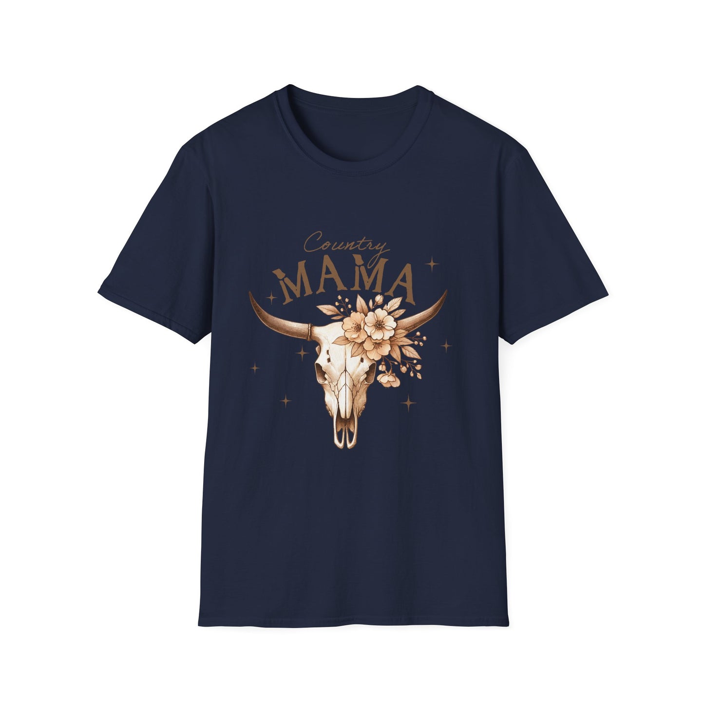 Country Mama T-Shirt — Western Longhorn Floral Graphic Tee for Moms