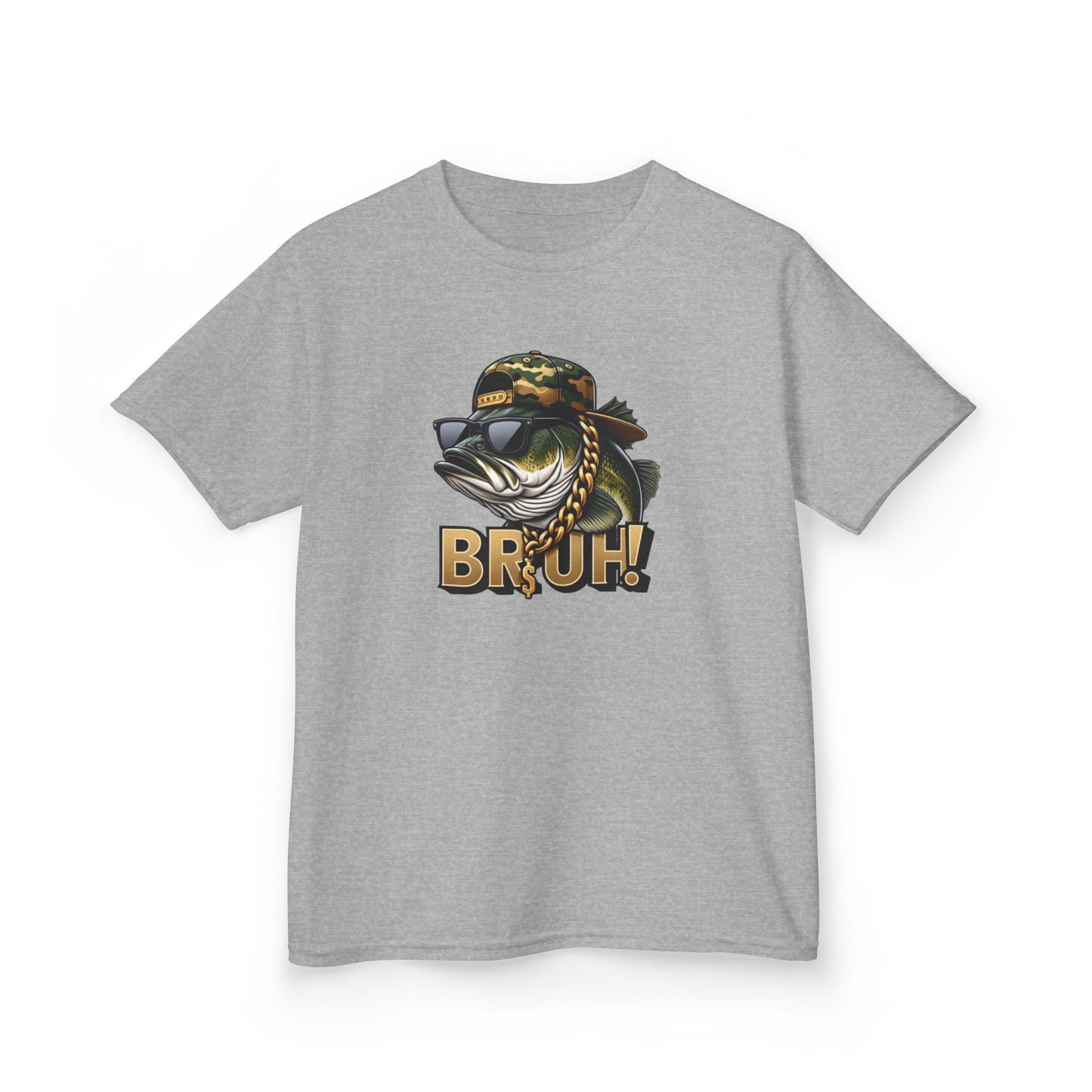 Kids Tee — Camouflage Sunglasses Fish "BRUH!" Graphic