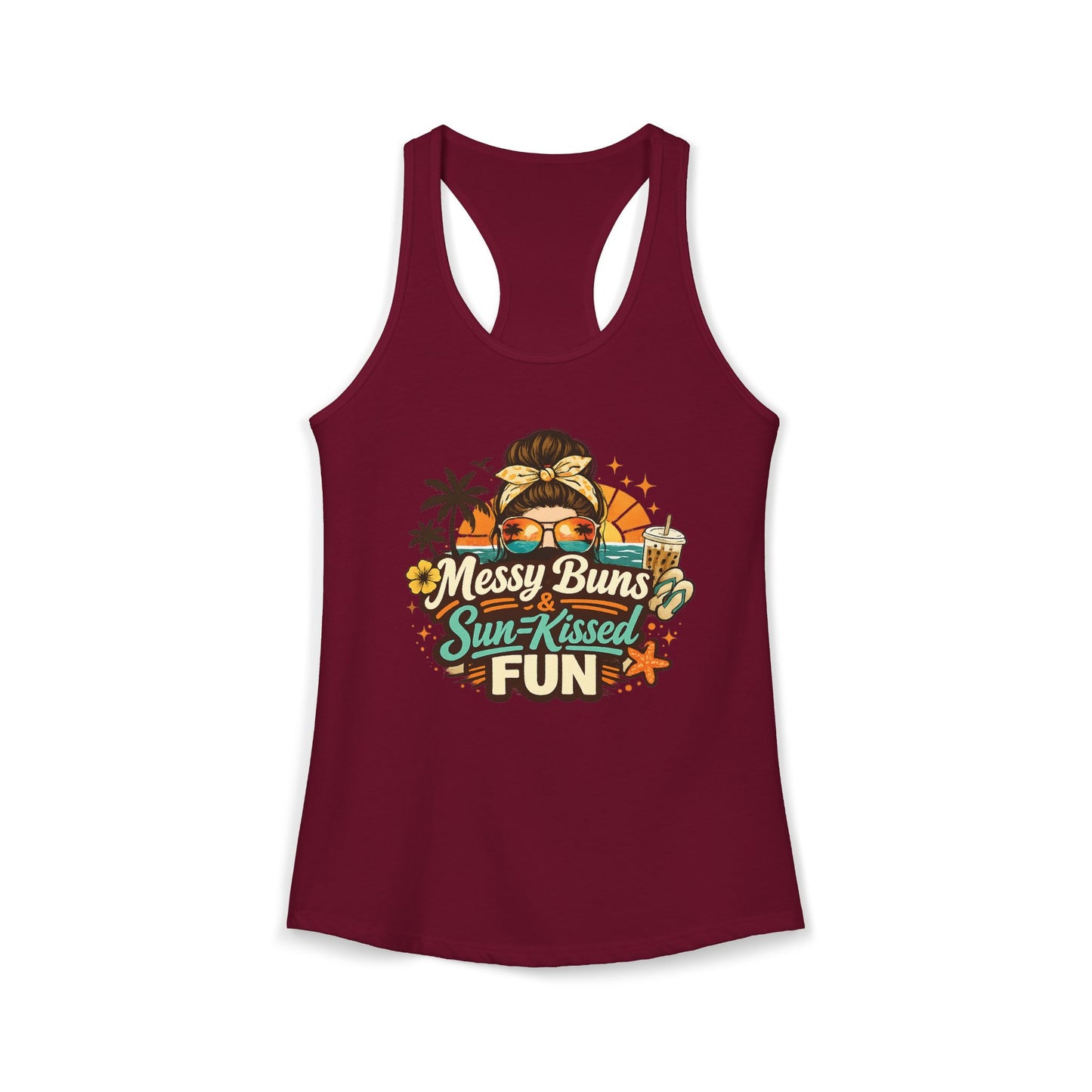 Messy Buns & sun-Kissed fun--Women's Ideal Racerback Tank