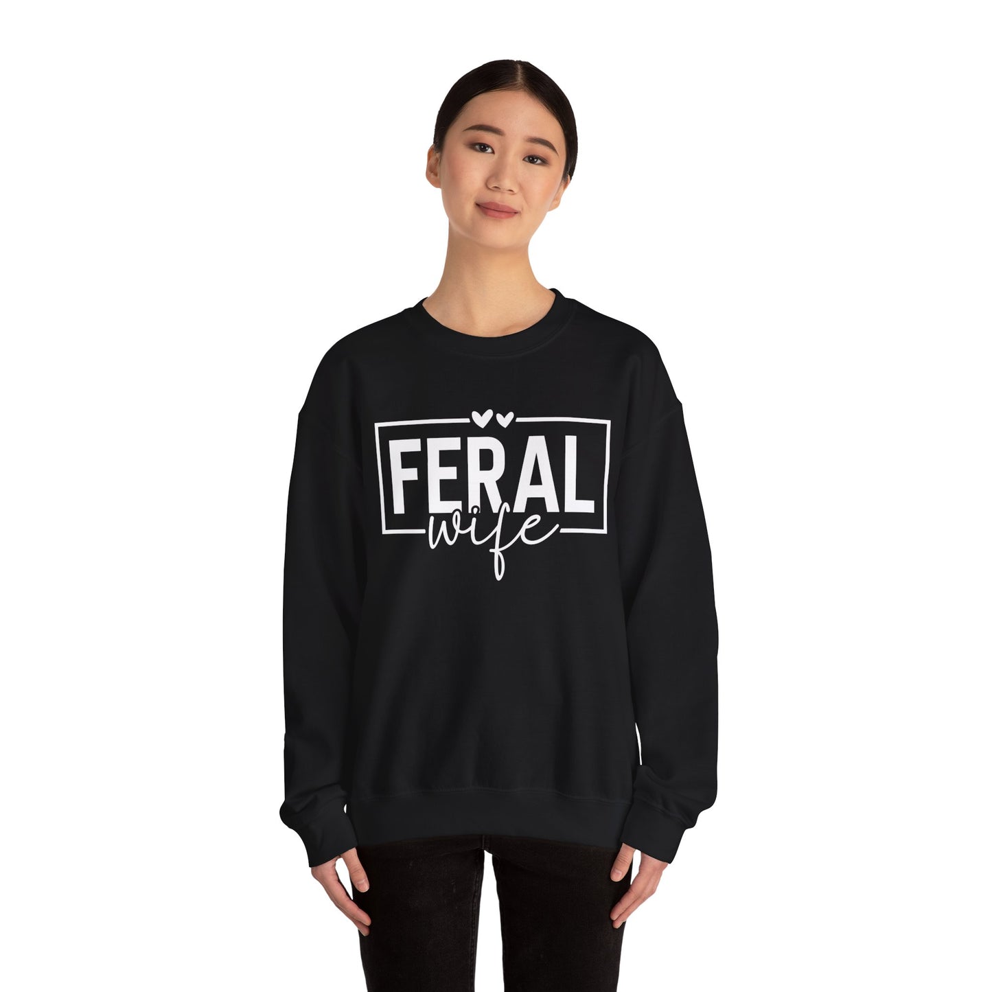 Crewneck Sweatshirt-Feral Wife — Minimal White Classic Crewneck