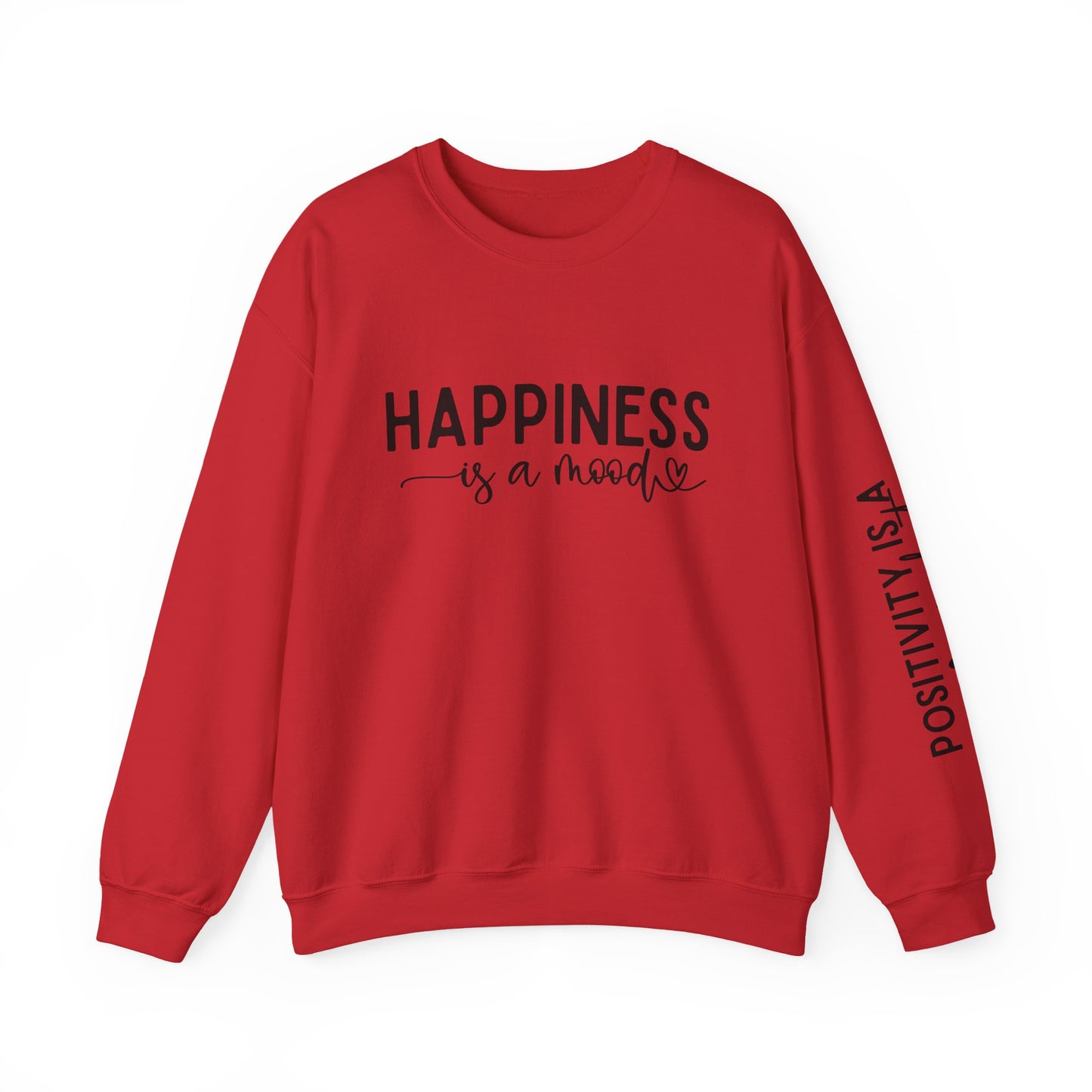 Happiness Is a Mood Crewneck Sweatshirt — Positive Vibes Sleeve