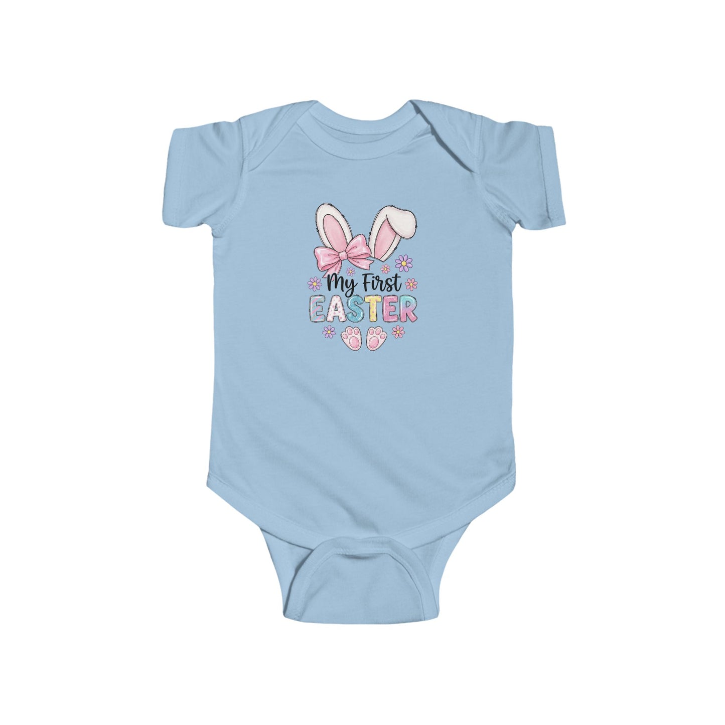 My First Easter Infant Bodysuit – Baby Bunny Ears & Pastel Eggs