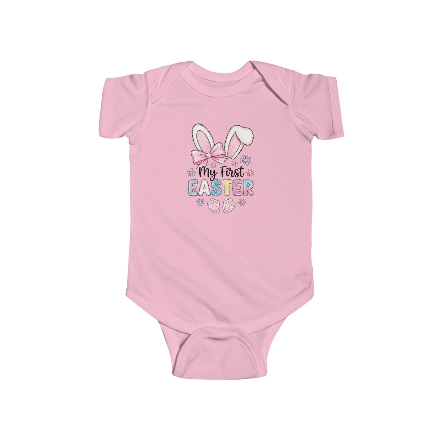My First Easter Infant Bodysuit – Baby Bunny Ears & Pastel Eggs