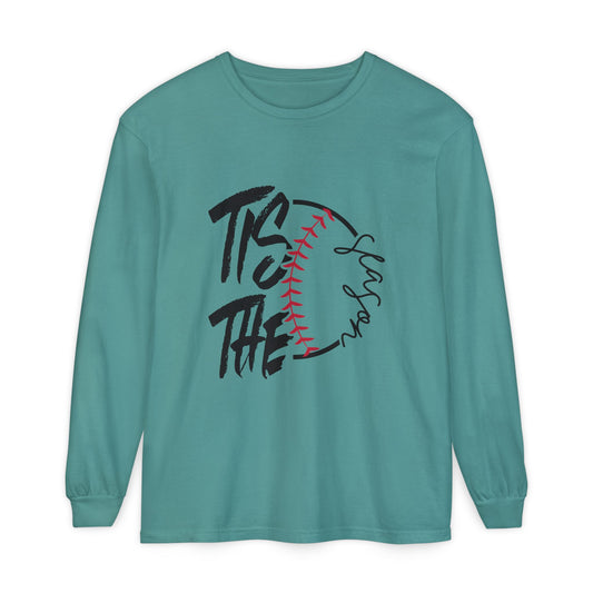 Baseball Mom Long Sleeve T-Shirt – 'Tis The Season' Baseball Graphic