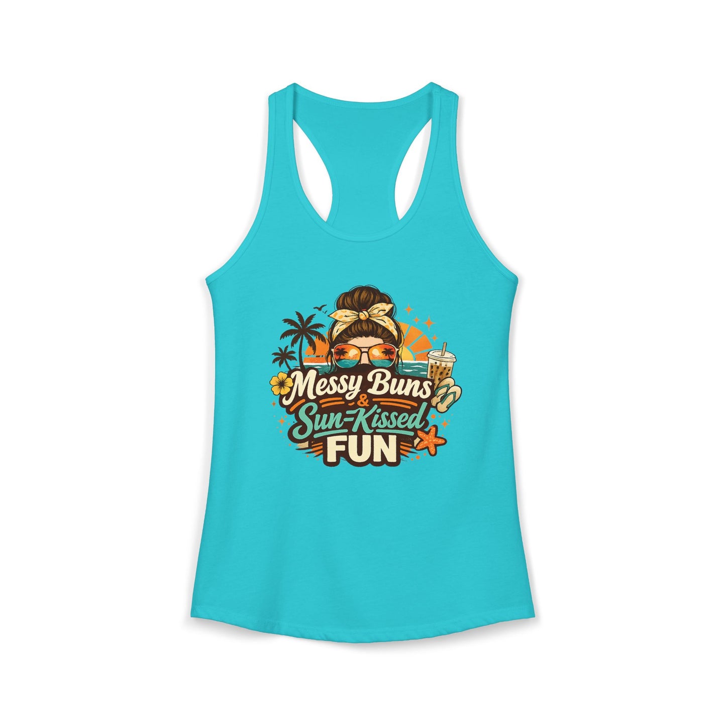 Messy Buns & sun-Kissed fun--Women's Ideal Racerback Tank