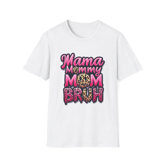 Mama Mommy Mom Bruh Graphic T-Shirt — Leopard Print Feminine Mom Tee